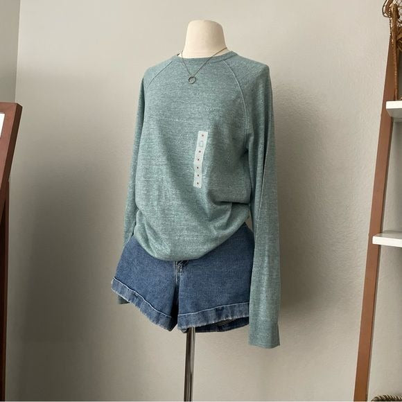 Oversize Knit Grandpa Mint Green Sweater (M)