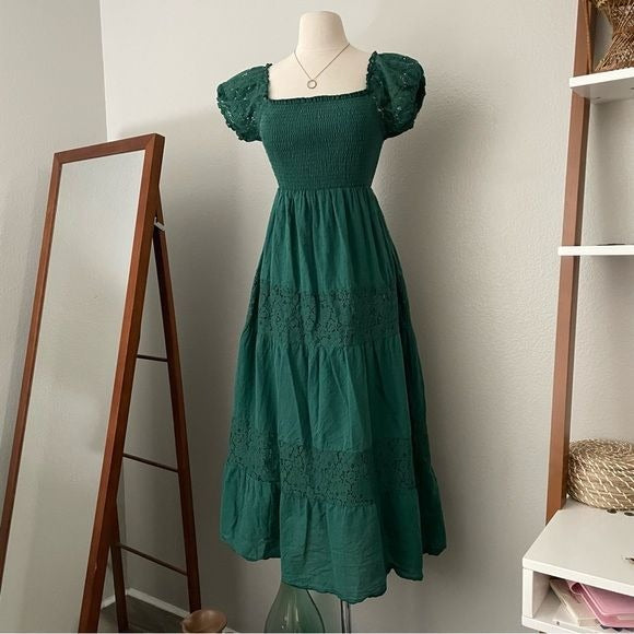 Dark Green Lace Maxi Dress (L)