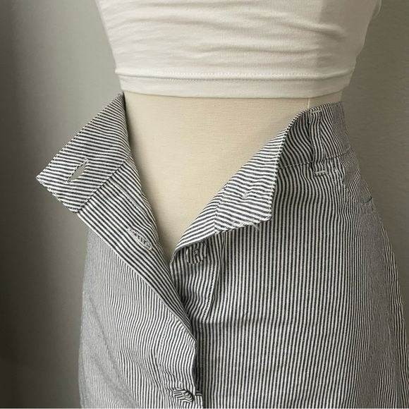 Button Front Striped Mini Skirt (L)