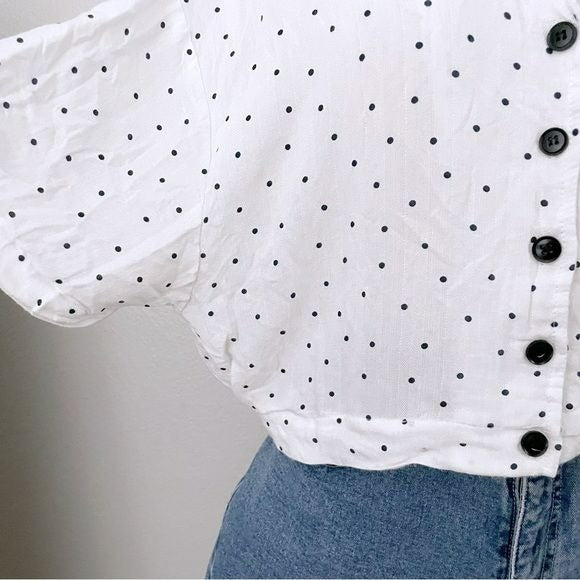 Polka Dot Batwing Button Front Top (M)