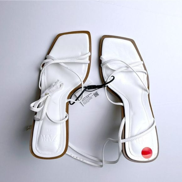 Square Toe White Strappy Sandal Heels (8)