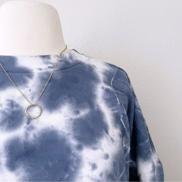 Tie Dye Blue and White Pullover Crewneck (L)