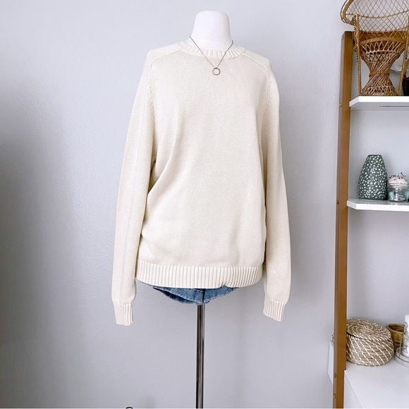 Chunky Knit Cream Grandpa Sweater (L)