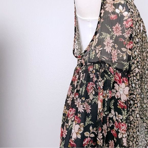 Floral Sleeveless Sheer Kimono Cover Up (S)