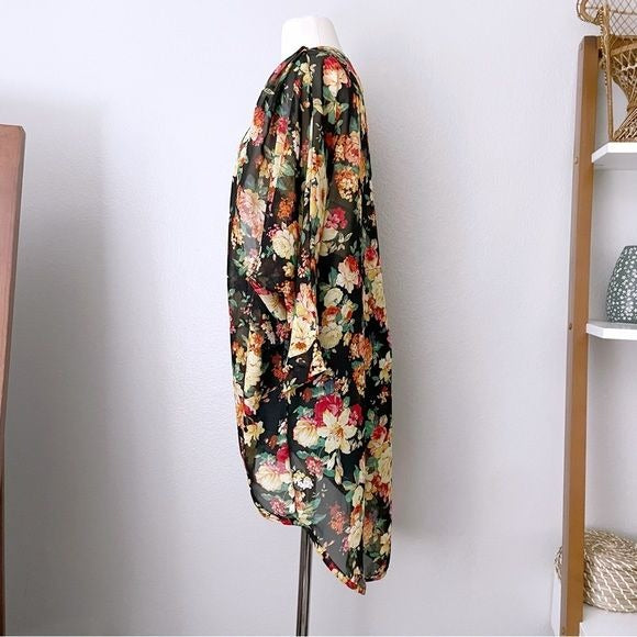 Floral Sheer Kimono Cover Up (L)