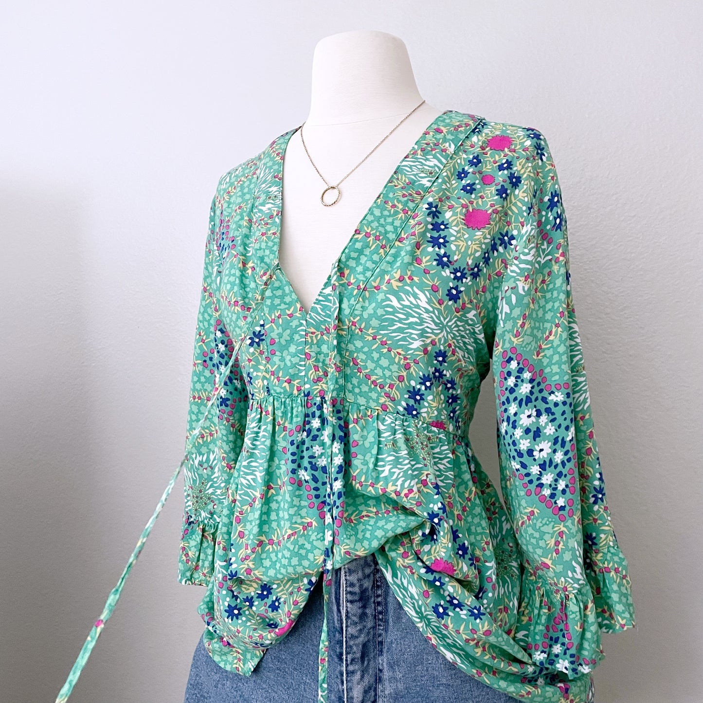 Green Floral Oversize Relaxed Fit Tunic (S)