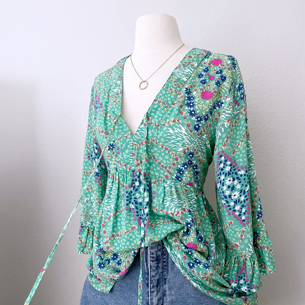 Green Floral Oversize Relaxed Fit Tunic (S)
