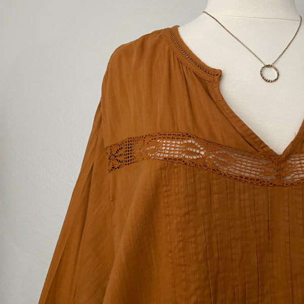 Bronze Color Tunic Top With Lace Detail (4X)