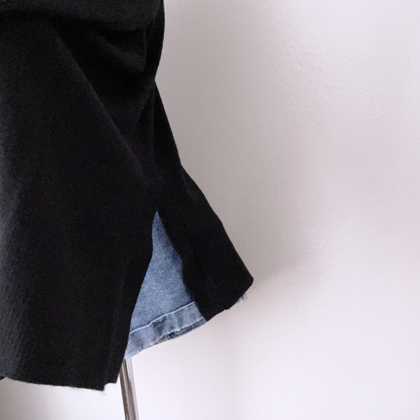 Open Front Long Soft Black Cardigan (XS)