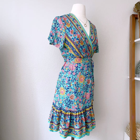 Wrap Floral Multicolored Dress (S)