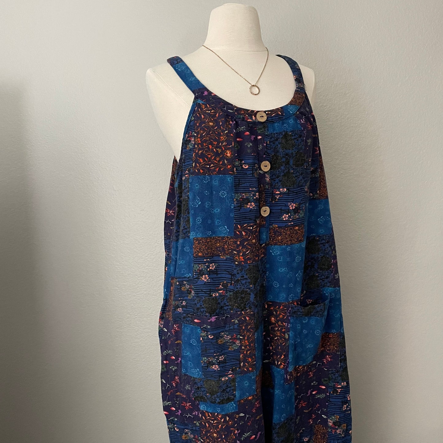 Patchwork Overall Boho Pant Jumpsuit (2XL)