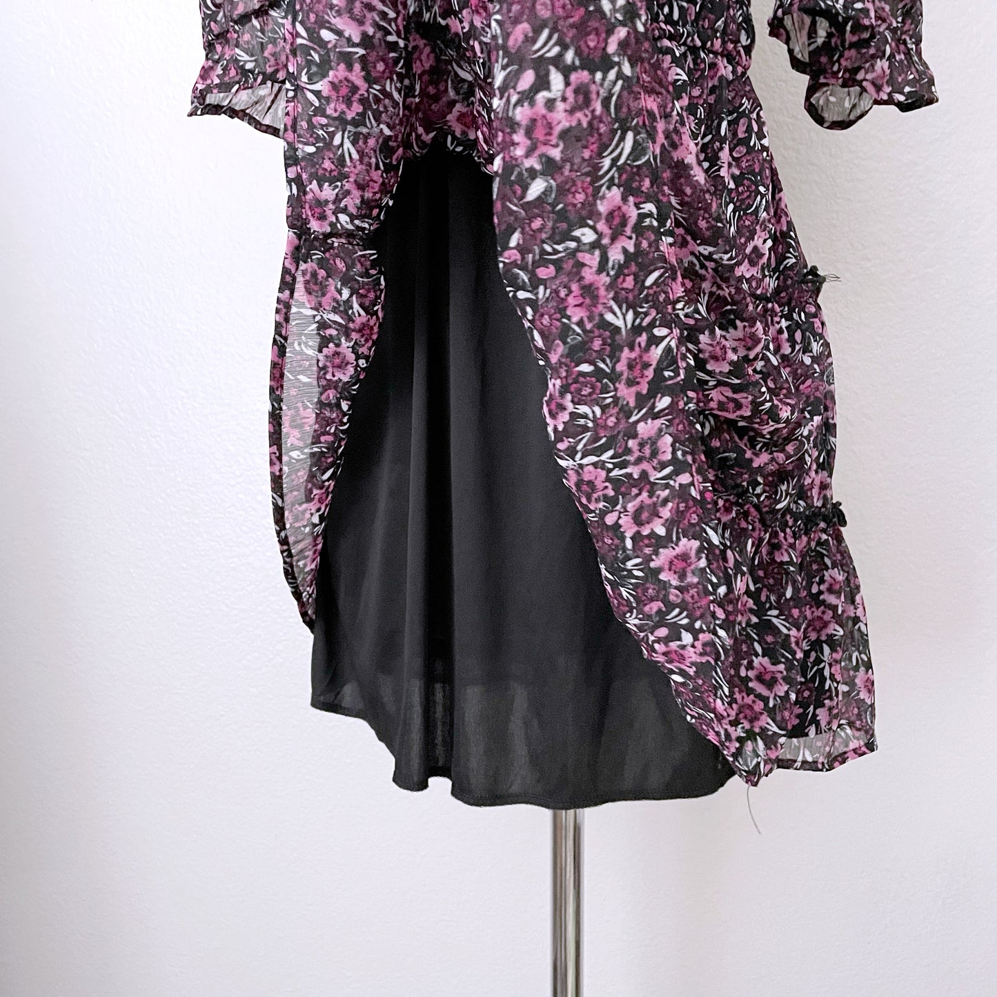 Floral Tiered Square Neck Mini Dress (M)