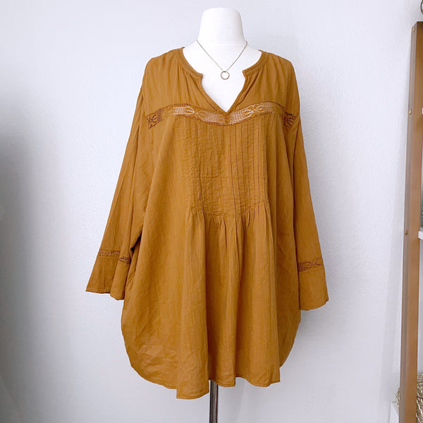Bronze Color Tunic Top With Lace Detail (4X)