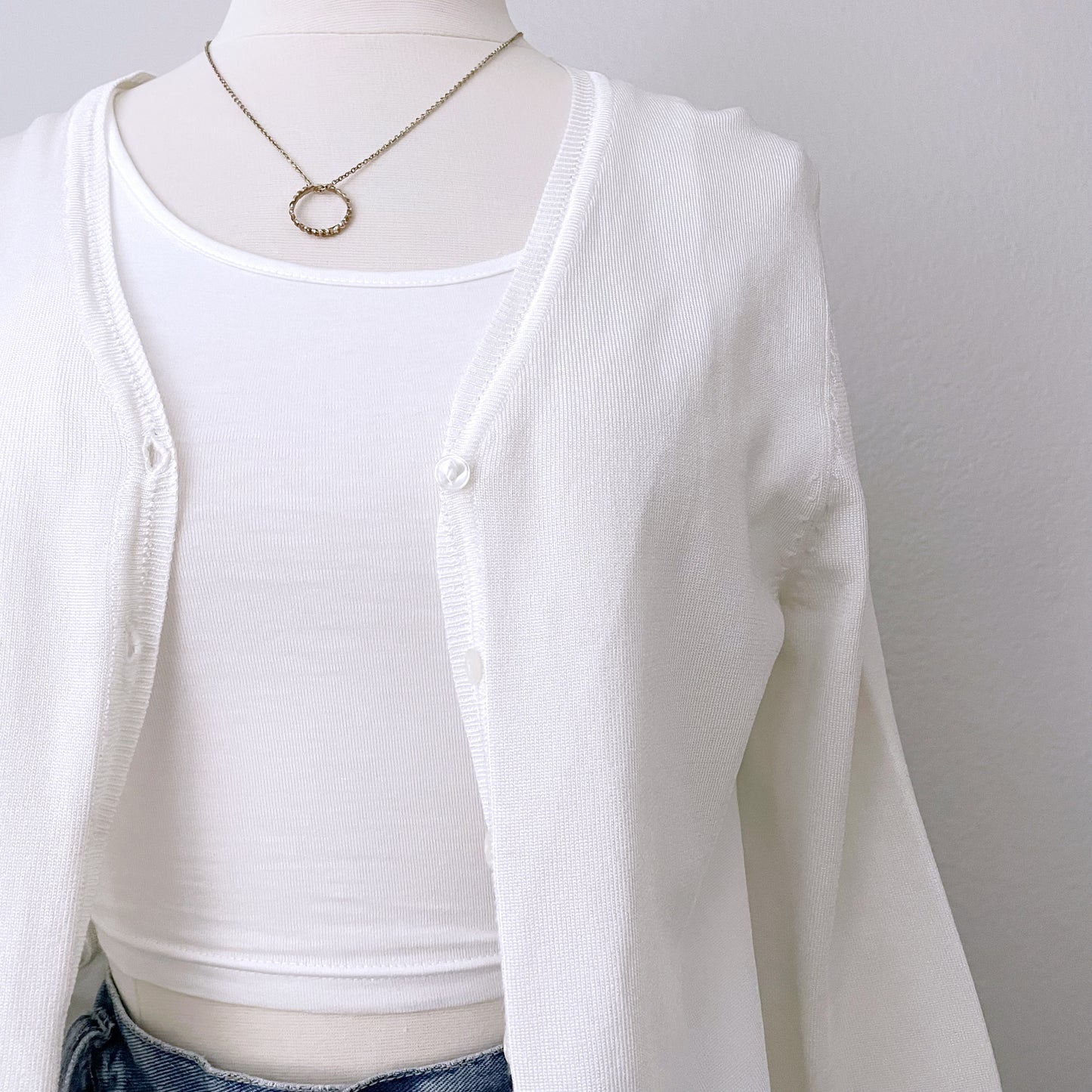 White Button Front Cardigan (M)