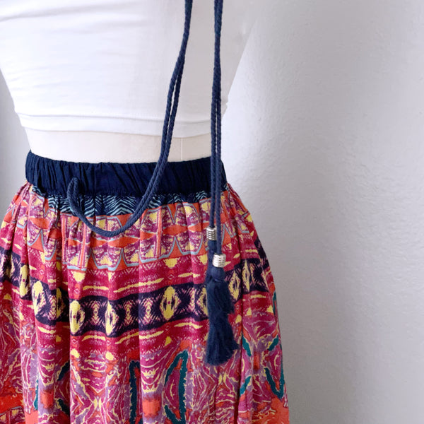 Multicolor Flowy Bohemian Maxi Skirt (M)