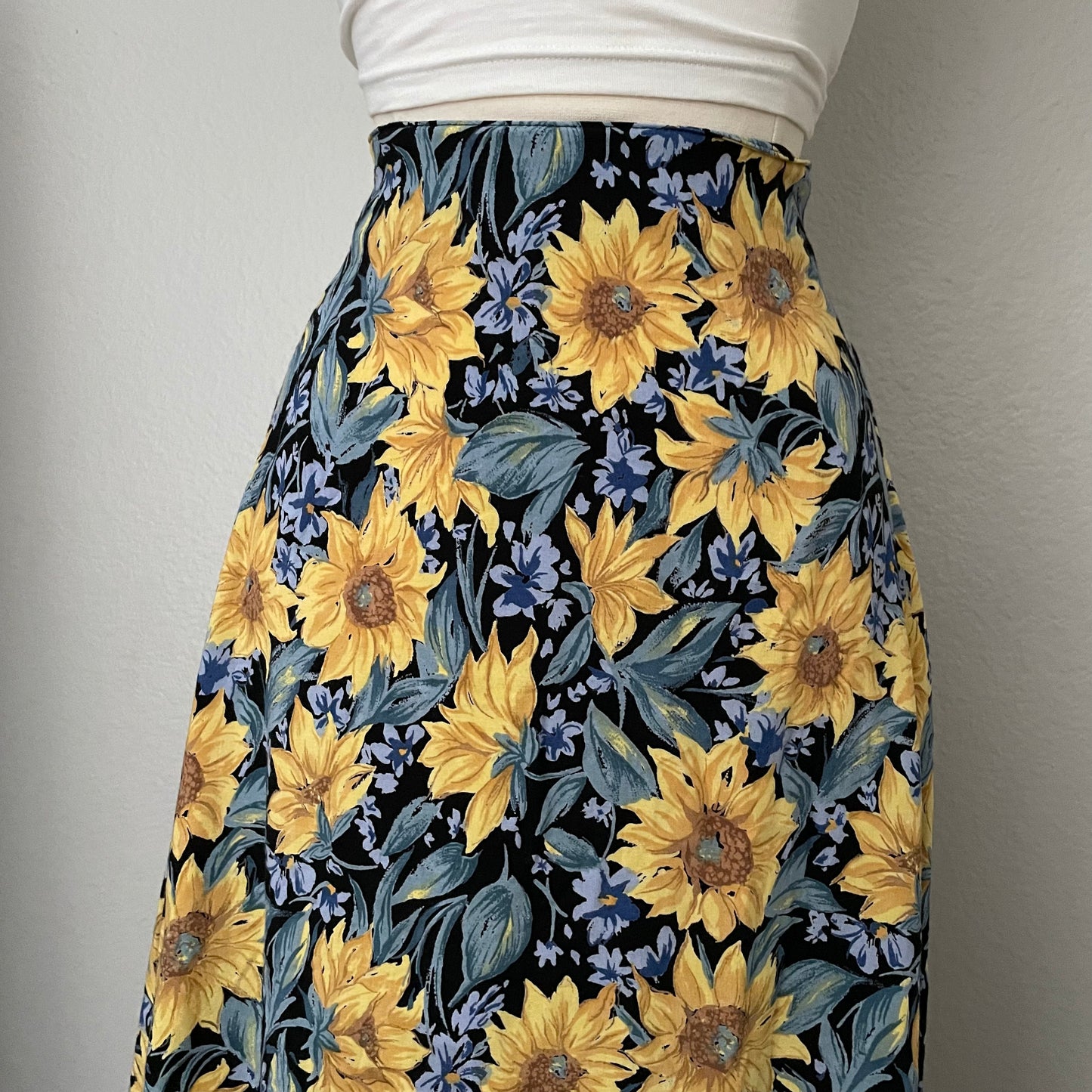 Vintage Sunflower Midi Skirt (S)