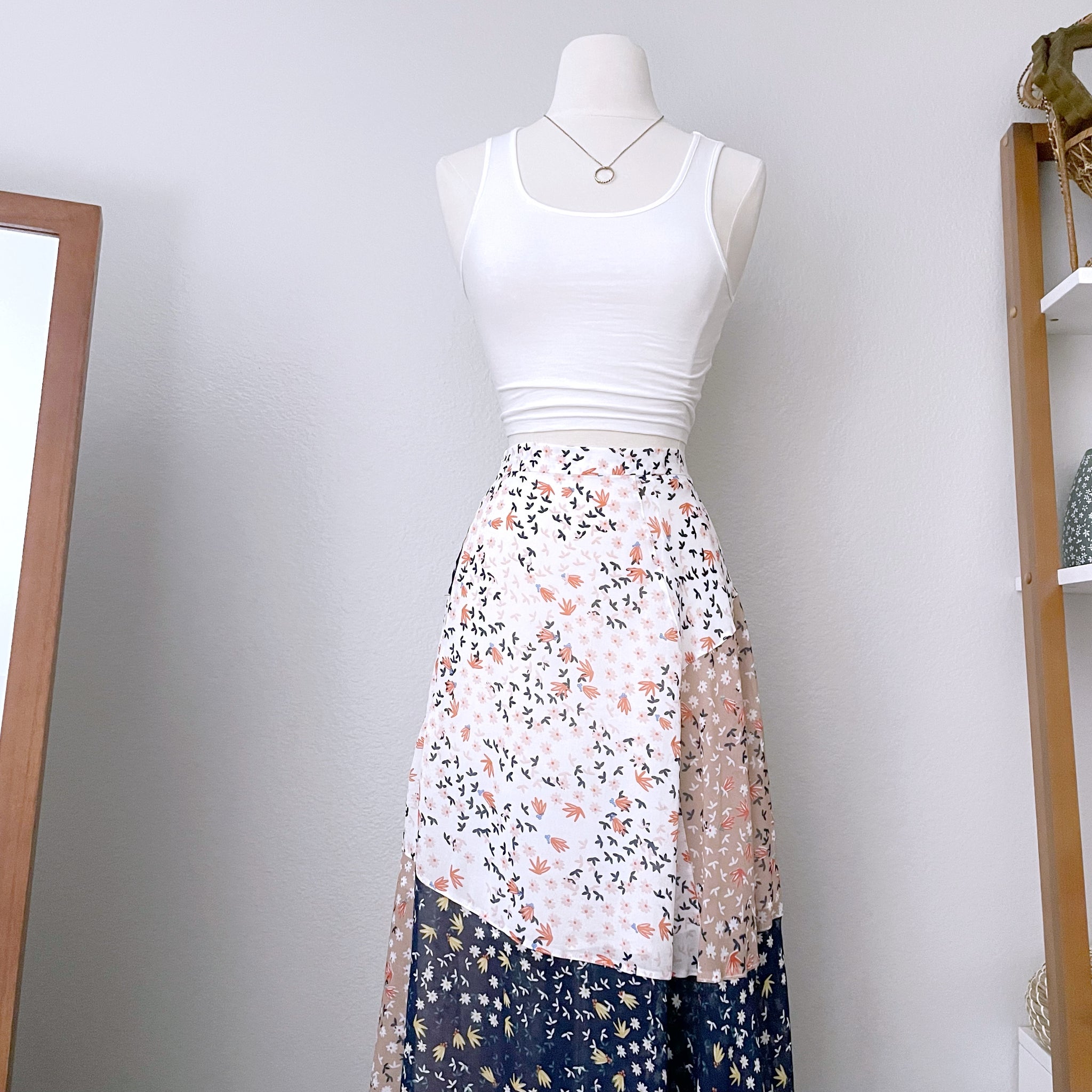 Floral Patchwork Maxi Skirt (L)
