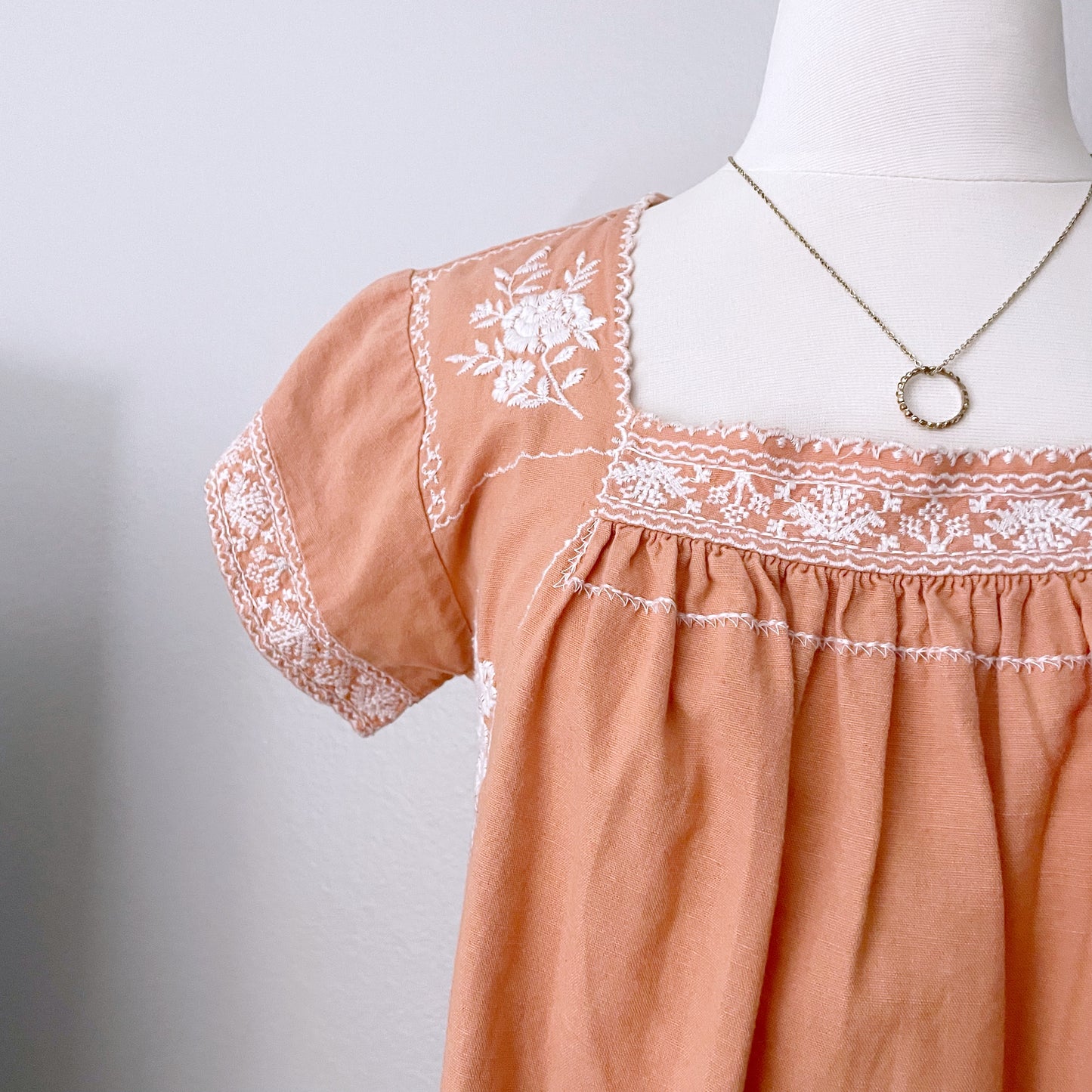 Embroidered Floral Orange Mini Dress (S)