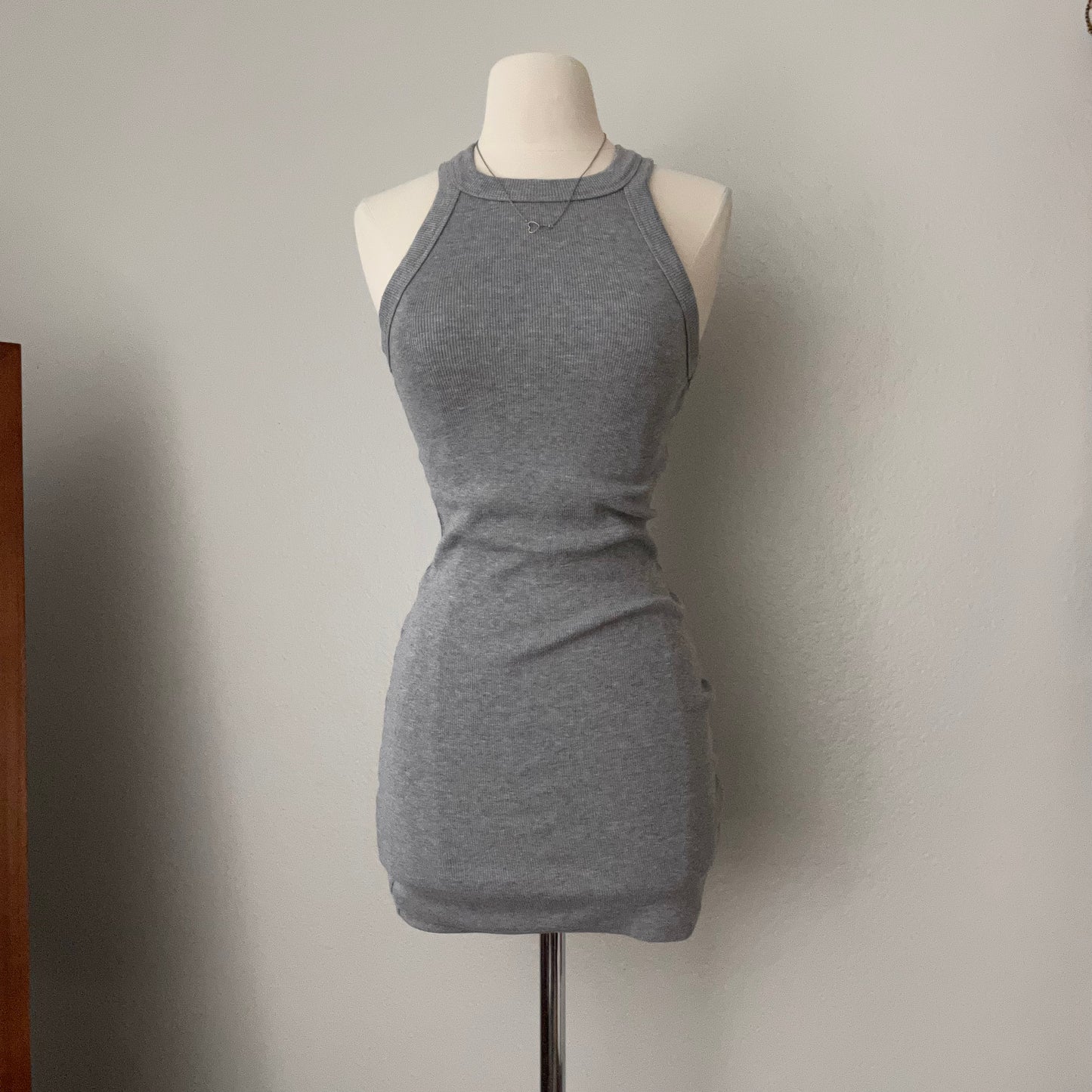 Ribbed Gray Tank Sleeveless Dress (M)