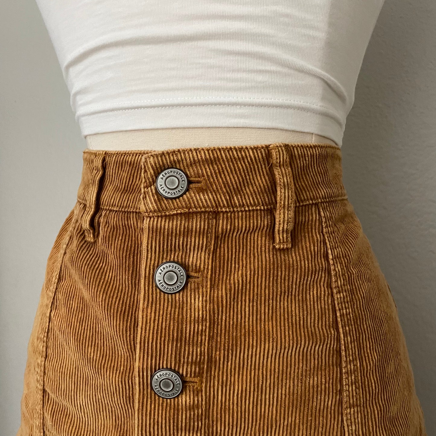 High Rise Corduroy Button Front Mini Skirt (6)