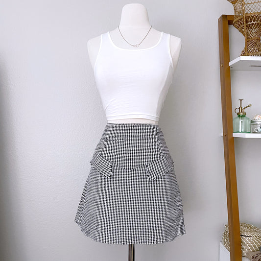 Gingham Black and White Mini Skirt (12)
