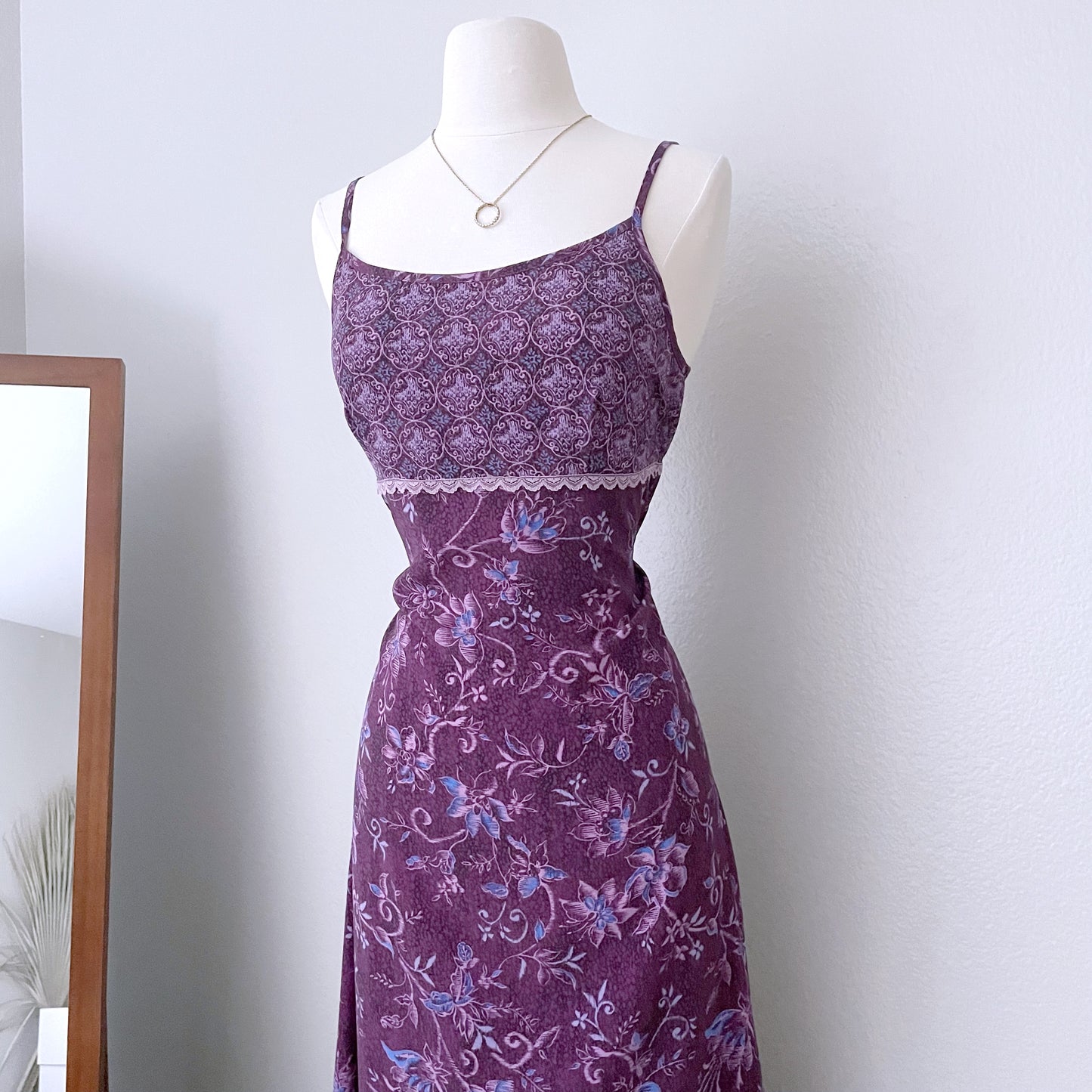 Vintage Floral Slip Style Maxi Dress (S)