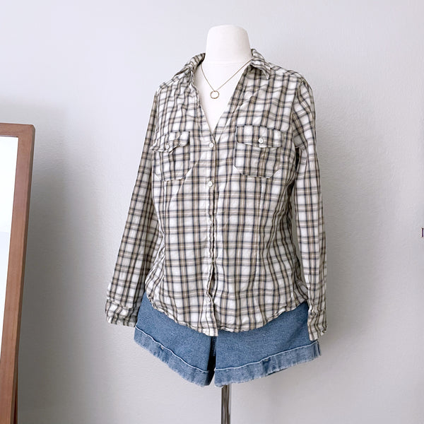 Plaid Button Front Long Sleeve Top (10)