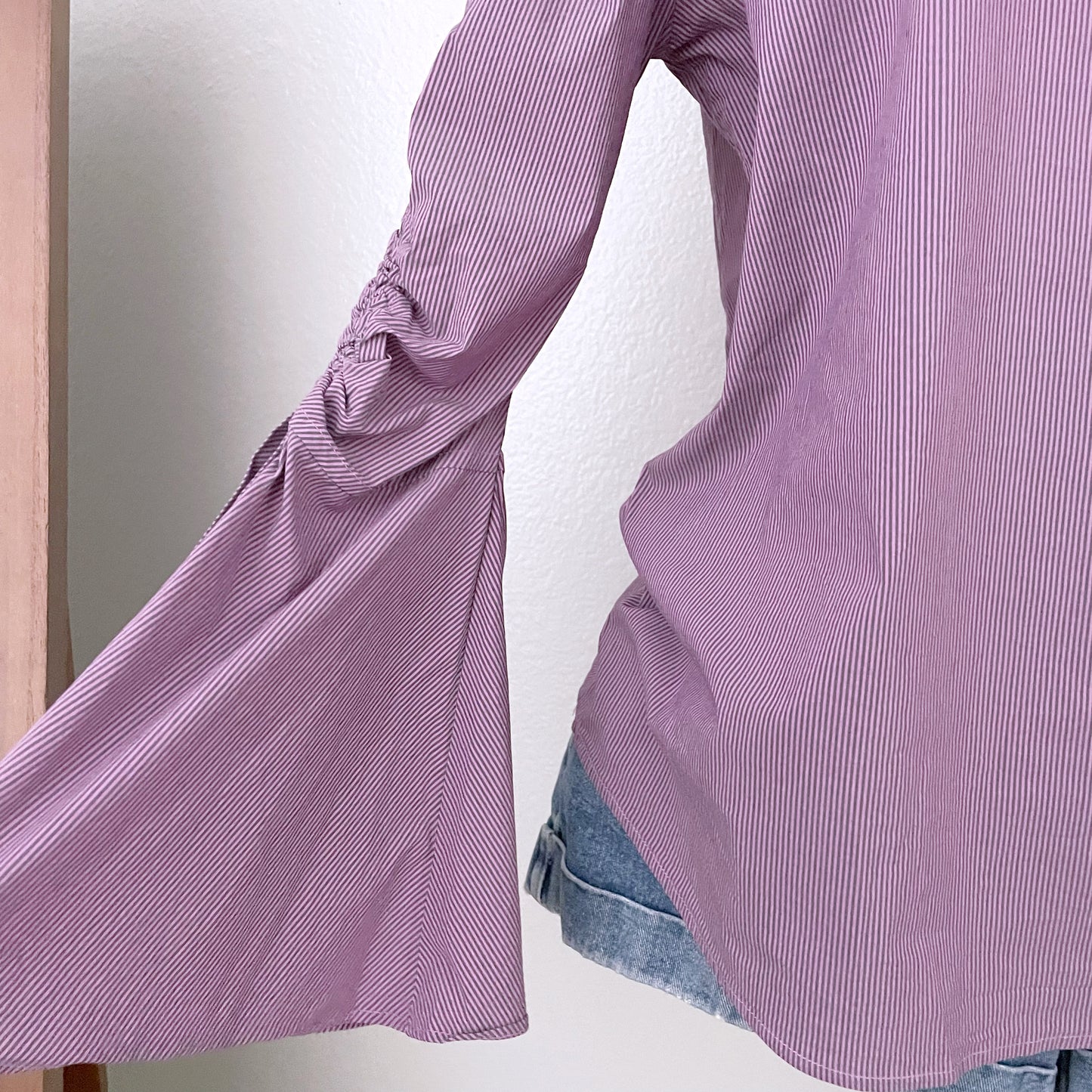 Long Sleeve Striped Purple Blouse (XL)