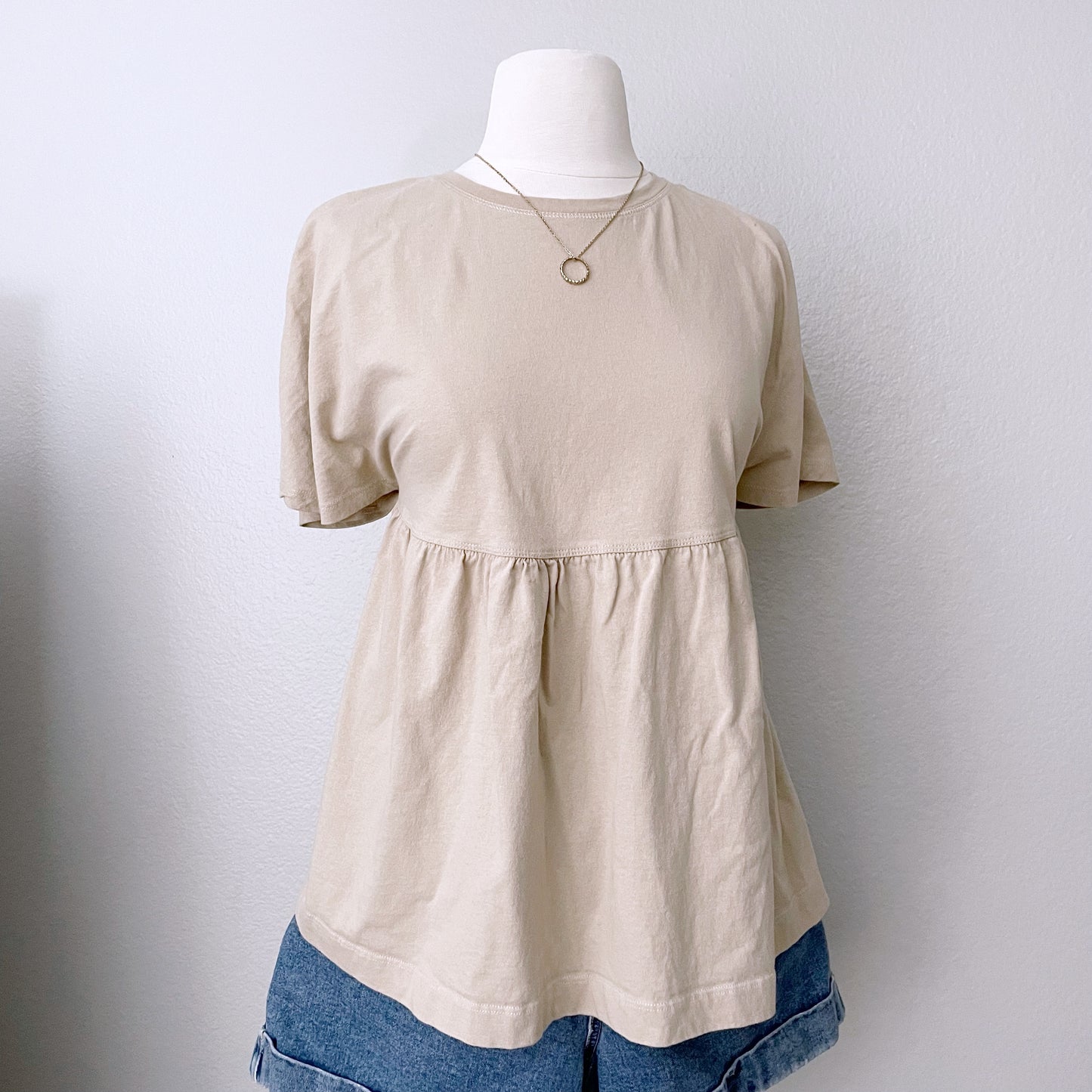Neutral Oversize Babydoll Top (S)