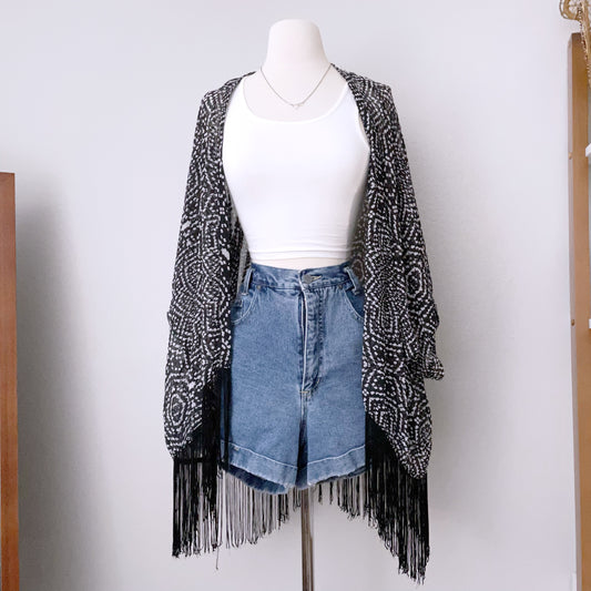 Flowy Kimono Cover Up With Fringe (L/XL)