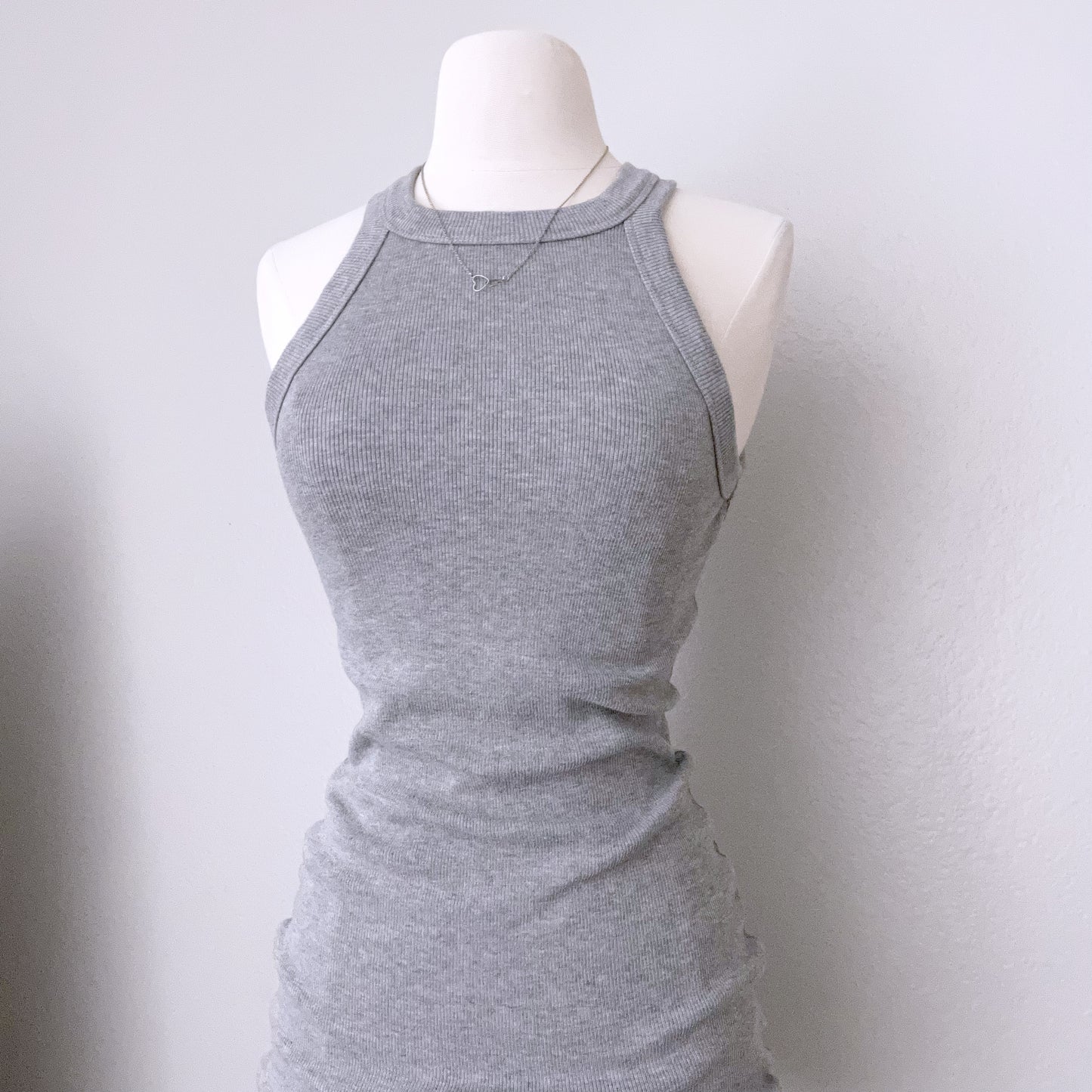 Ribbed Gray Tank Sleeveless Dress (M)