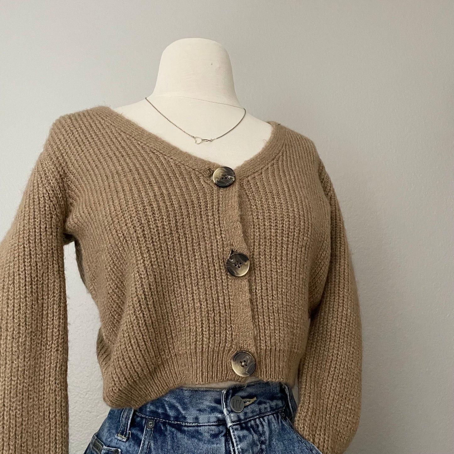 Cropped Knit Neutral Cardigan Sweater (10)