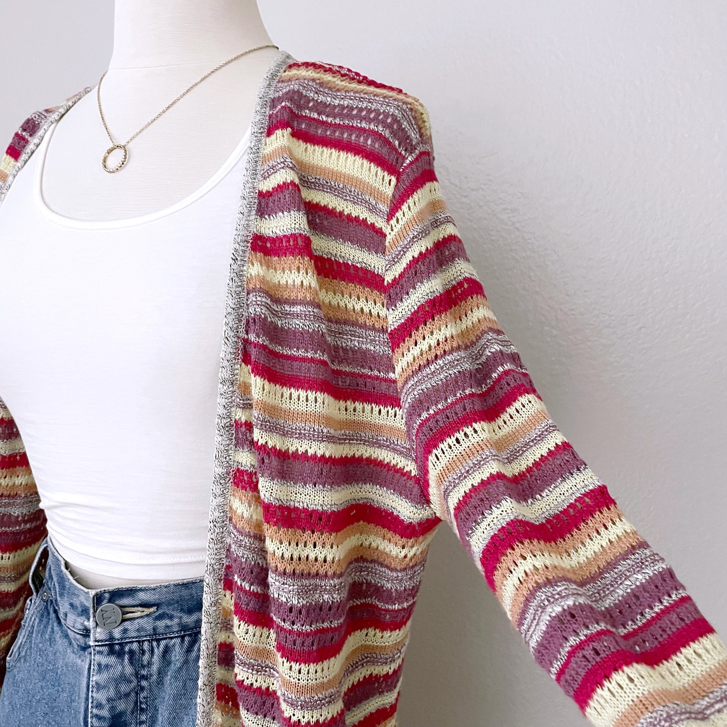 Vintage Colorful Knit Cardigan (XL)
