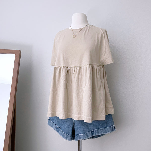 Neutral Oversize Babydoll Top (S)