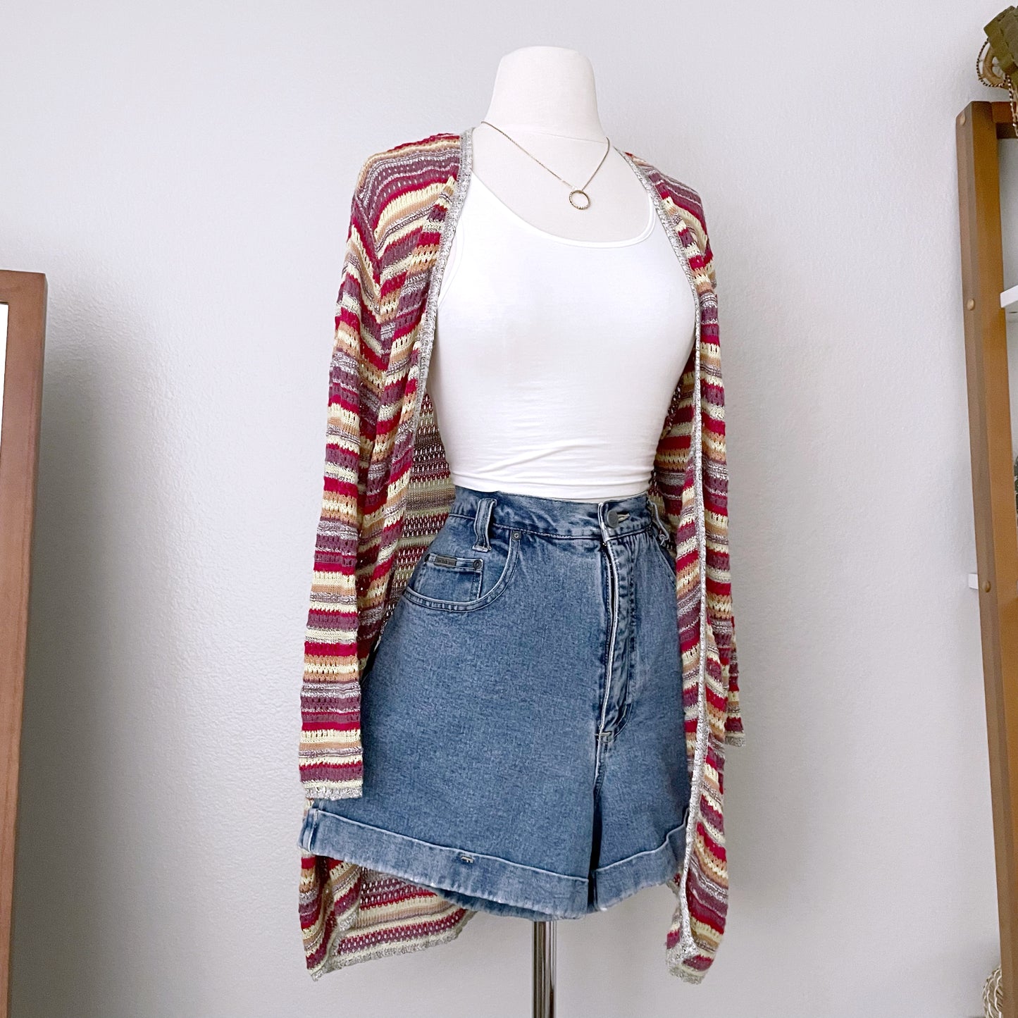 Vintage Colorful Knit Cardigan (XL)