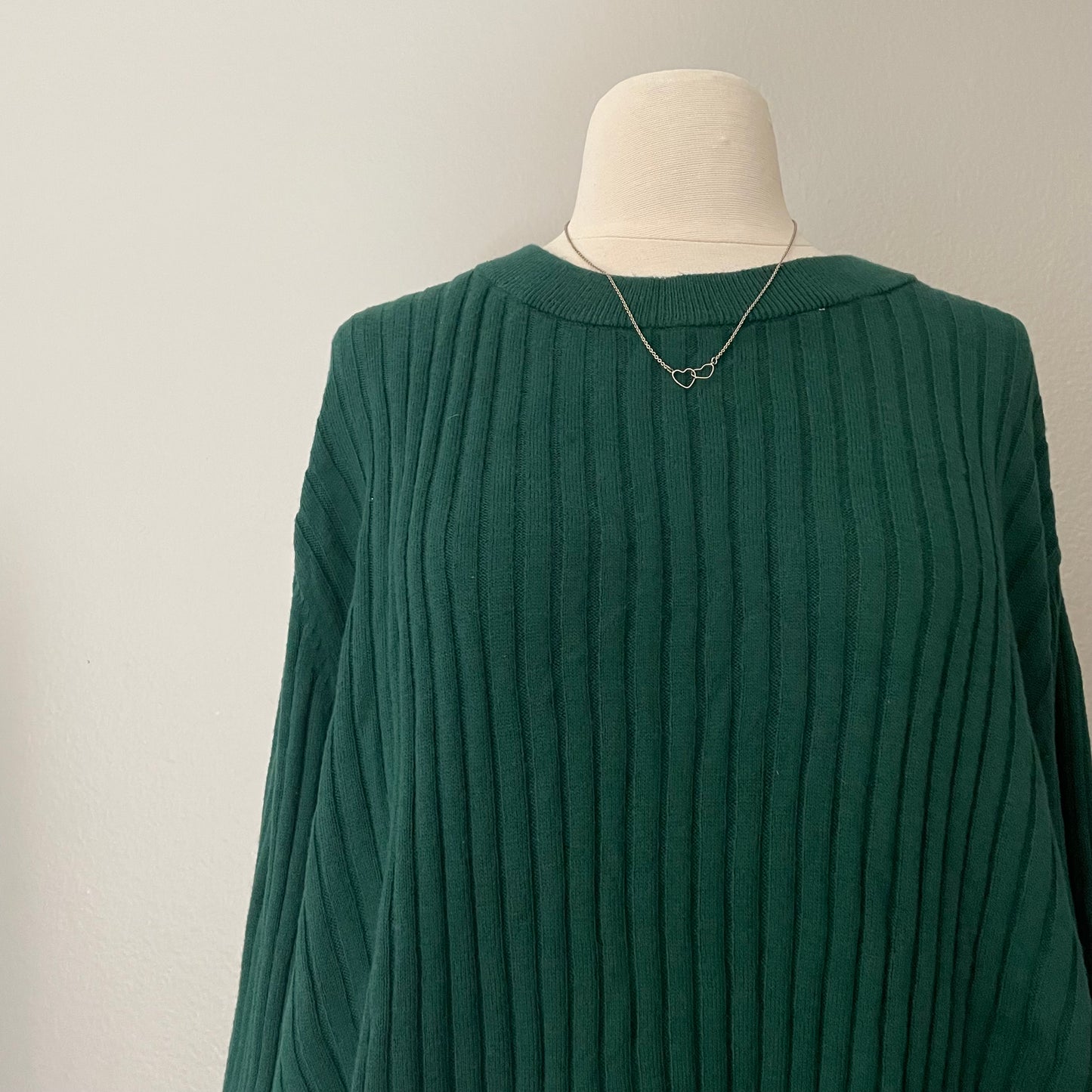 Dark Green Ribbed Pullover Lightweight Sweater (4X)