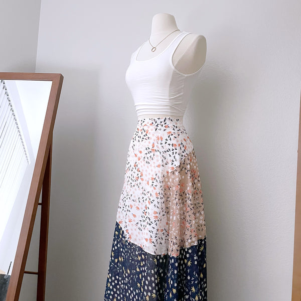 Floral Patchwork Maxi Skirt (L)