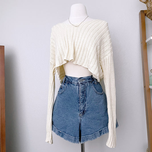 Knit Slouchy Cropped Sweater (L)