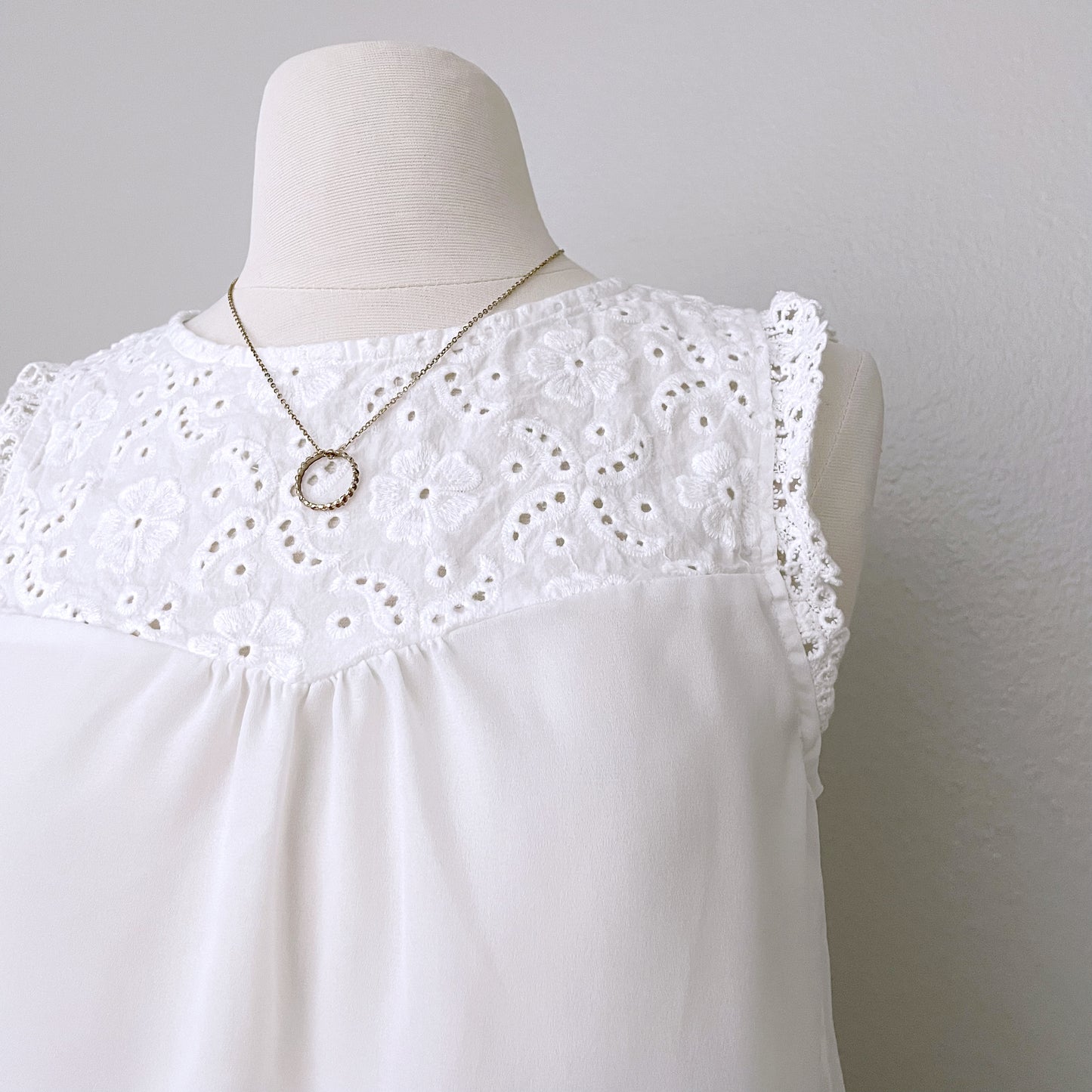 White Crochet Detail Top (M)