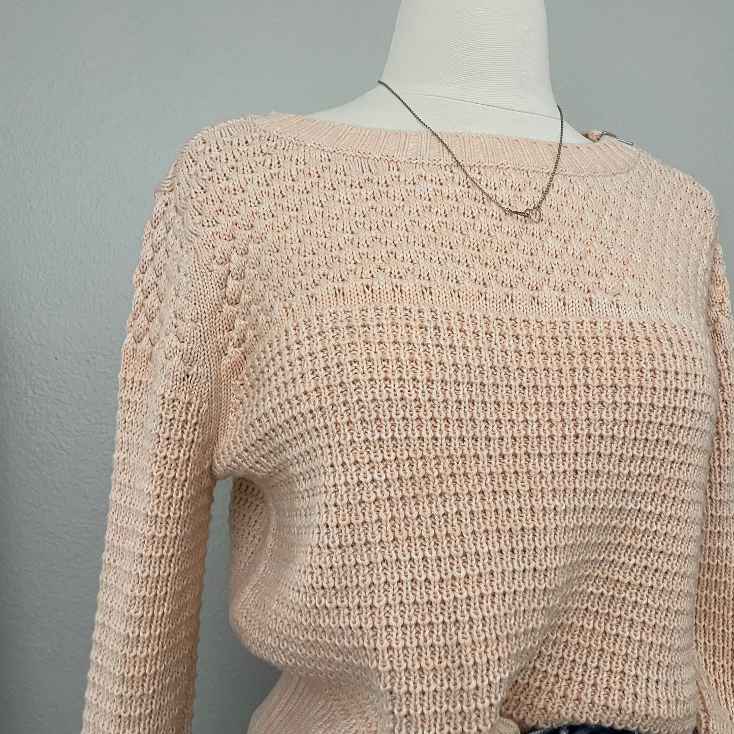 Chunky Waffle Knit Blush Pink Sweater (S)