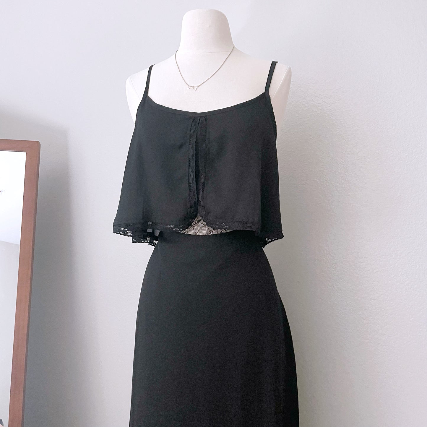Midi Black Lace Detail Dress (L)