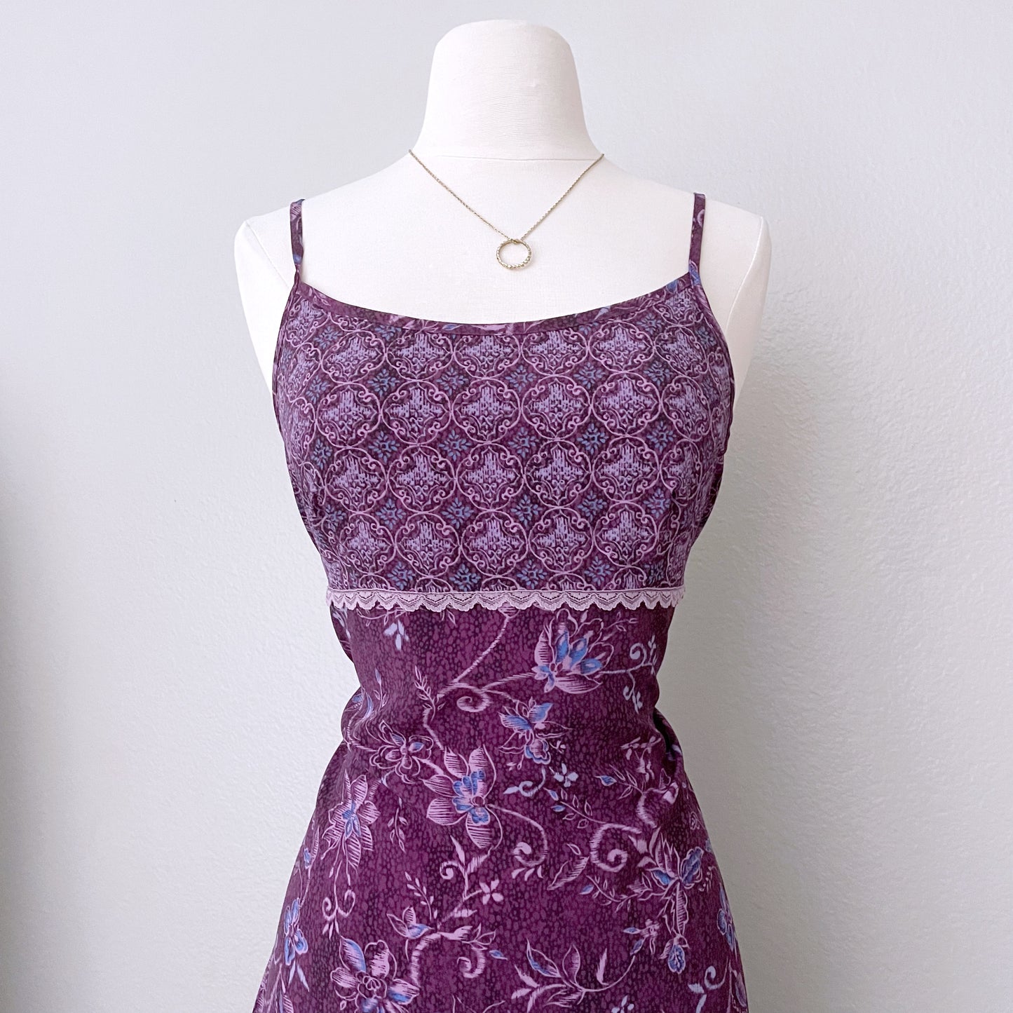 Vintage Floral Slip Style Maxi Dress (S)