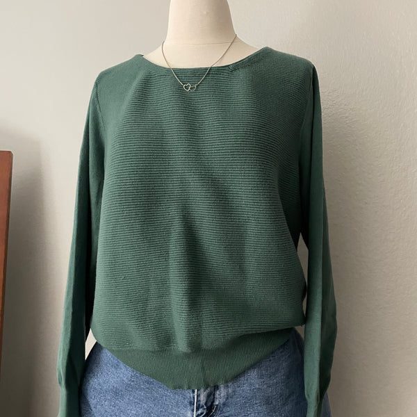 Sage Green Ribbed Pullover Sweater (XL)